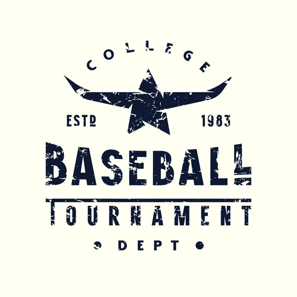 Emblem Baseball Tournament Texas Graphic Design Vintage Texture Shirt Black — Stock Vector