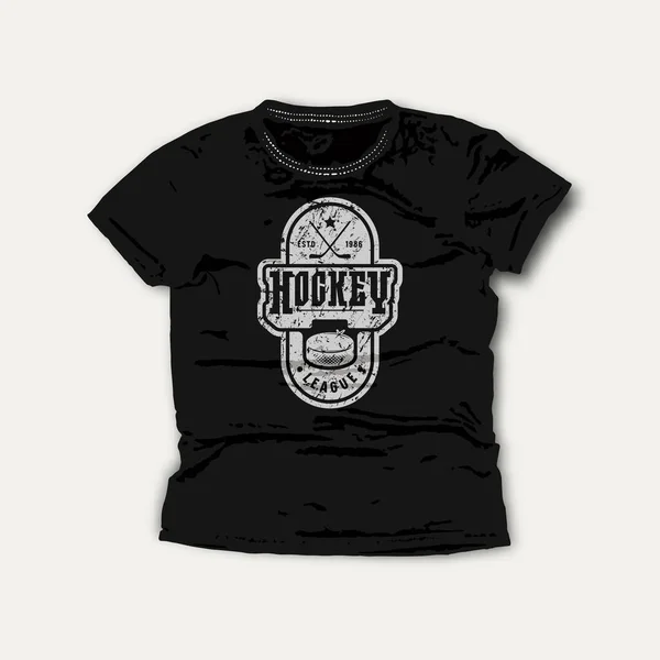 Een Ijshockeyteam Embleem Grafisch Ontwerp Voor Shirt Grijze Print Zwarte — Stockvector
