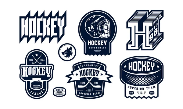 collection of ten vector hockey t-shirt designs, hockey t-shirt design set,  vintage hockey t-shirt design collection, typography hockey t-shirt  collection, retro style hockey vector t-shirt collection Stock Vector