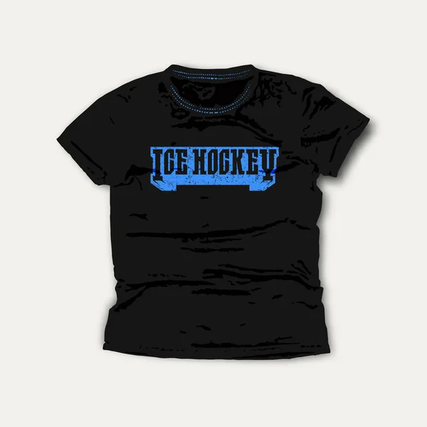 Typografický Znak Ledního Hokeje Grafický Design Trička Modrý Potisk Černém — Stockový vektor