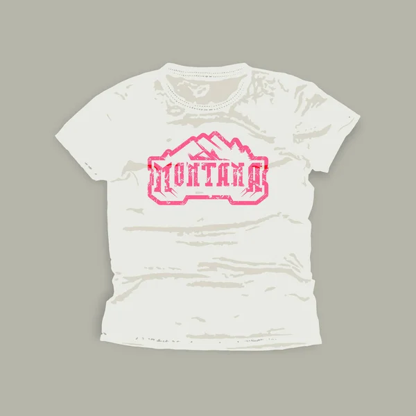 Emblema Tipografico Montana Design Grafico Shirt Stampa Rosa Usura Bianca — Vettoriale Stock