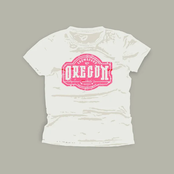 Typisch Oregon Embleem Grafisch Ontwerp Voor Shirt Roze Print Witte — Stockvector