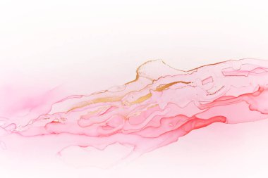 Soyut el boyası alkol mürekkebi dokusu. Pembe ve altın rengi. Tasarımınız için yaratıcı arkaplan