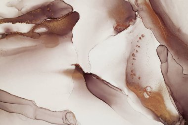 Soyut el boyası alkol mürekkebi dokusu. Siyah, beyaz ve altın rengi. Tasarımınız için yaratıcı arkaplan