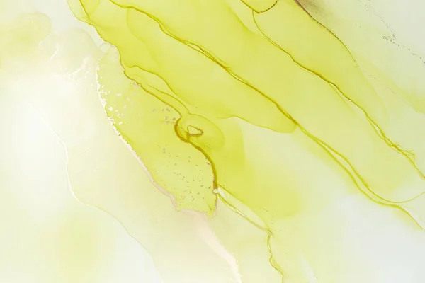 Streszczenie Ręcznie Malowane Tekstury Tuszu Alkoholowego Żółty Kolor Twórcze Tło — Zdjęcie stockowe