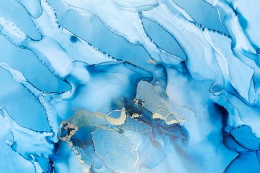 Soyut sıçrayan el boyalı alkol mürekkep dokusu. Tasarımınız için koyu mavi renkli yaratıcı arkaplan