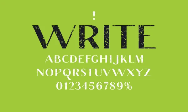 Caratteri Sans Serif Stile Classico Lettere Numeri Con Texture Vintage — Vettoriale Stock