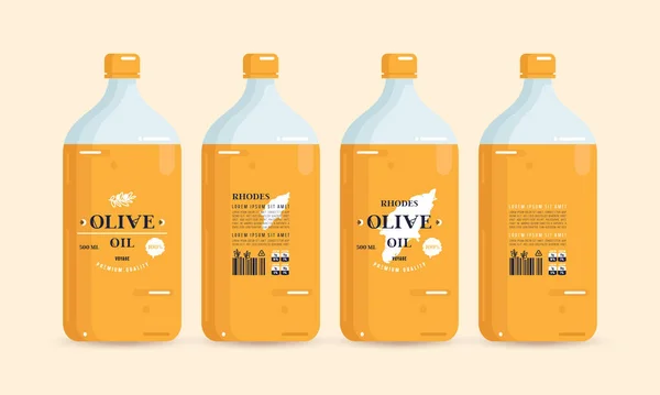 橄榄油包装的标签设计 在瓶子上放置模板 — 图库矢量图片