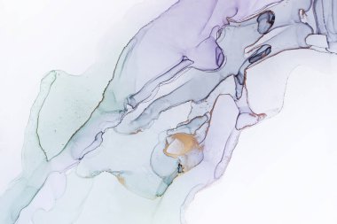 Soyut el boyası alkol mürekkebi dokusu. Açık yeşil ve çivit rengi. Tasarımınız için yaratıcı arkaplan