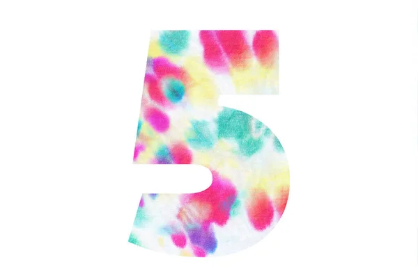 Decorative Numeral Abstract Hand Painted Tie Dye Texture Isolated White — 图库照片