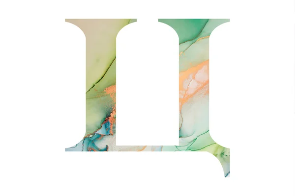 Initial Letter Cyrillic Alphabet Abstract Hand Painted Alcohol Ink Texture — Stock Photo, Image