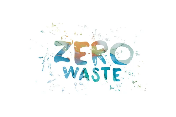 Zero Waste Label Met Abstracte Handbeschilderde Alcohol Inkt Textuur Voor — Stockfoto