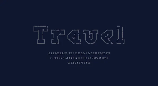 Caratteri Lettere Serif Lastra Cava Stile Vichingo Logo Design Del — Vettoriale Stock