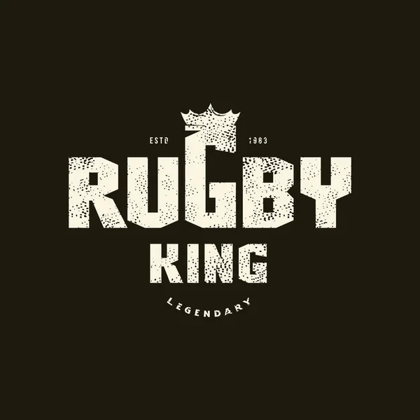 Emblema Deportivo Rugby King Con Textura Retro Diseño Gráfico Para — Vector de stock