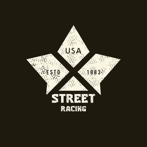 Street Racing Sport Emblem Med Retro Struktur Grafisk Design För — Stock vektor