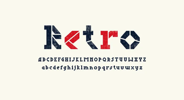 Stencil Plate Serif Letters Font Logo Headline Design Set Tipografía — Vector de stock