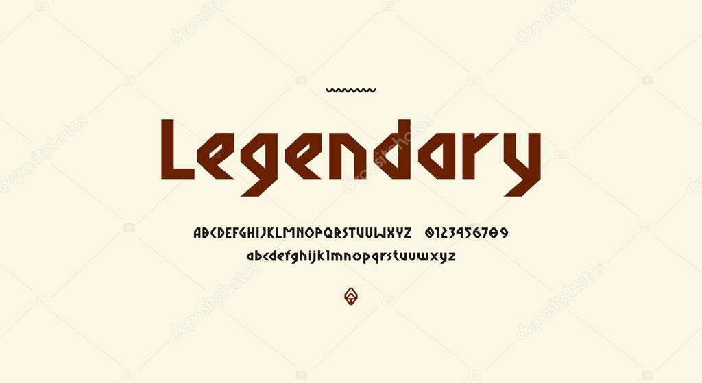 Sans serif letters font in viking style for logo and headline design. Vector illustration