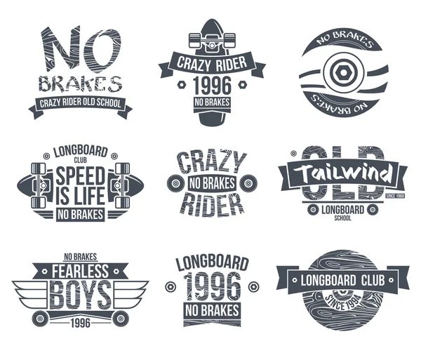 Emblemas del club Longboard — Vector de stock