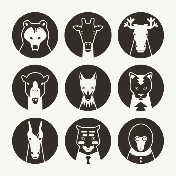 Conjunto de avatar animal estilizado — Vector de stock