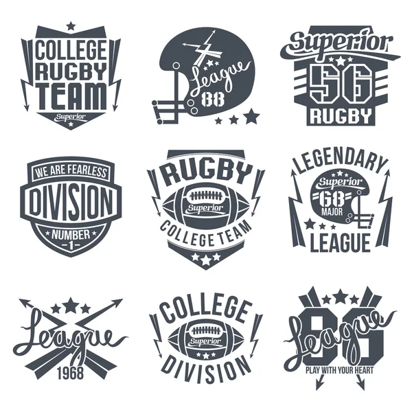 College rugby team embleem — Stockvector