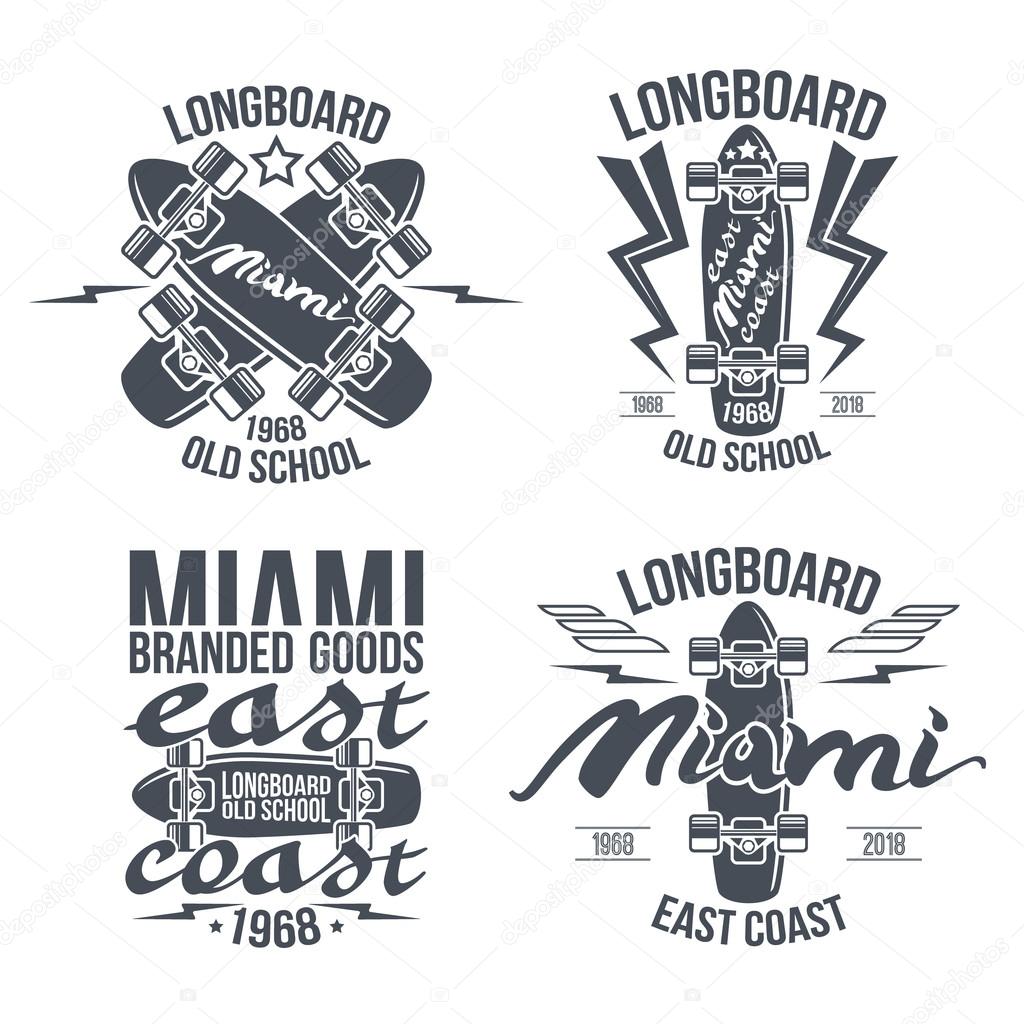 Longboard retro emblems 