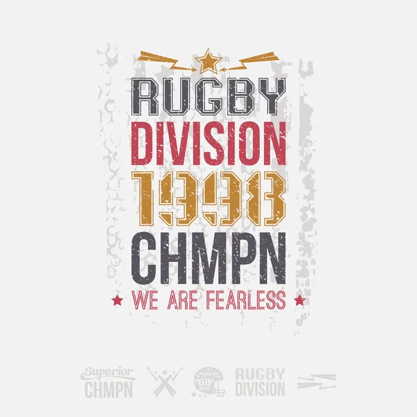 Emblème de l'équipe de rugby collégial et icônes — Image vectorielle