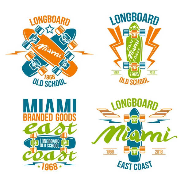 Longboard emblemen — Stockvector