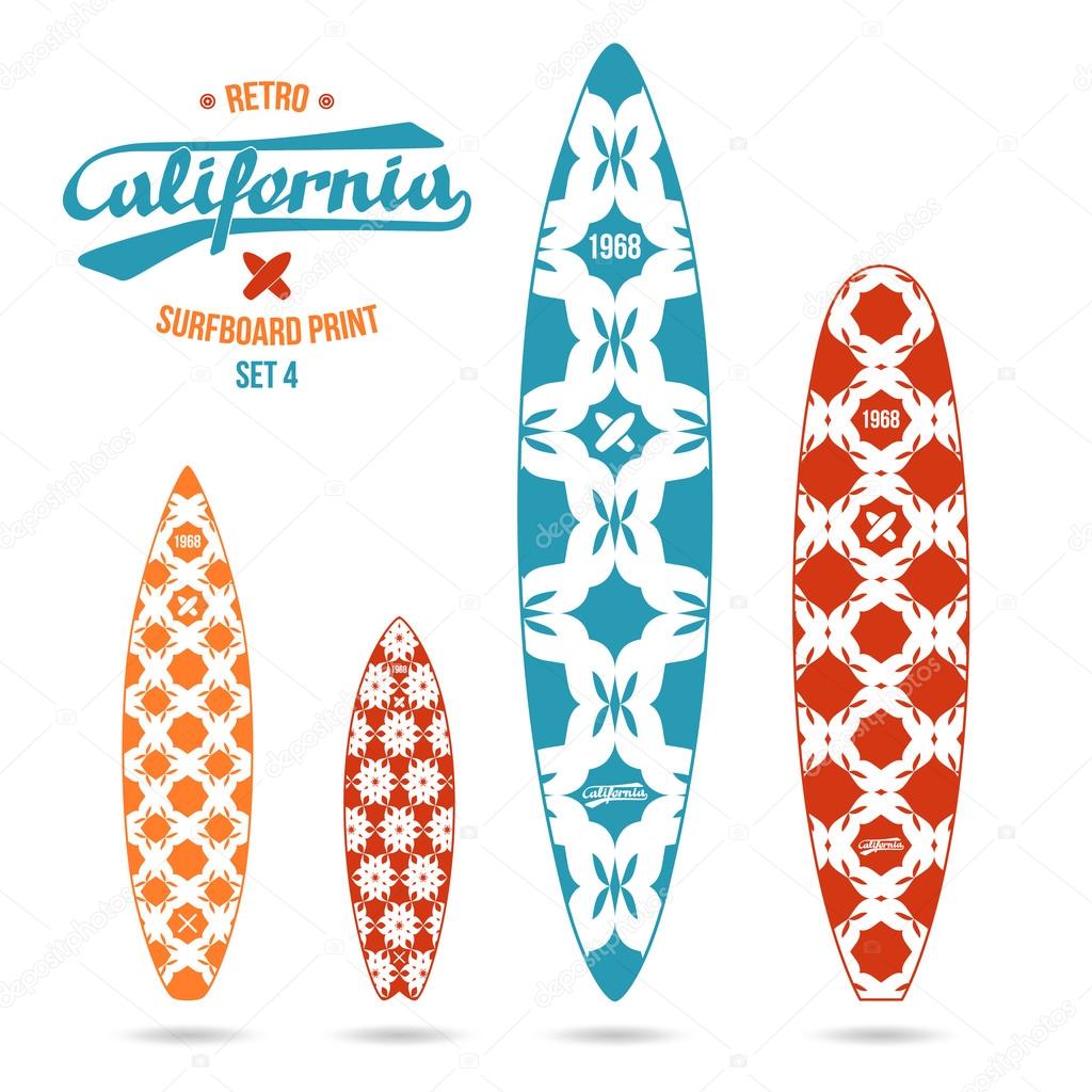 Retro vintage prints for surfboards