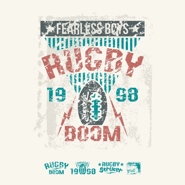 College squadra di rugby emblema retrò ed elementi di design — Vettoriale Stock