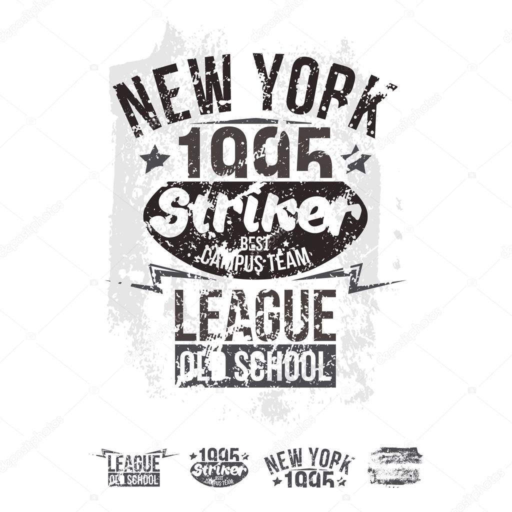 College New York team rugby retro emblem and design elements