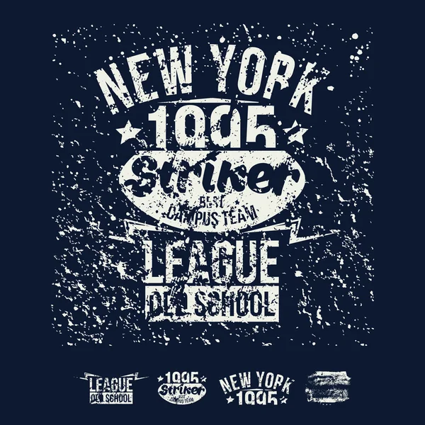 College new york tým ragby retro emblém a prvky návrhu — Stockový vektor