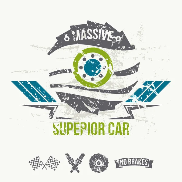 Emblema do carro superior maciço em estilo retro — Vetor de Stock