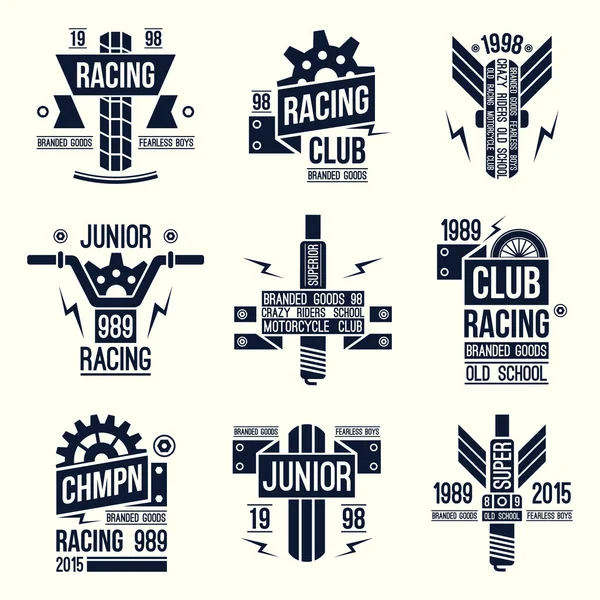 Emblèmes courses de moto dans le style rétro — Image vectorielle