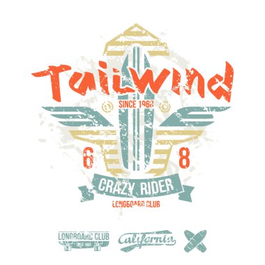 Longboard sörf retro amblemi