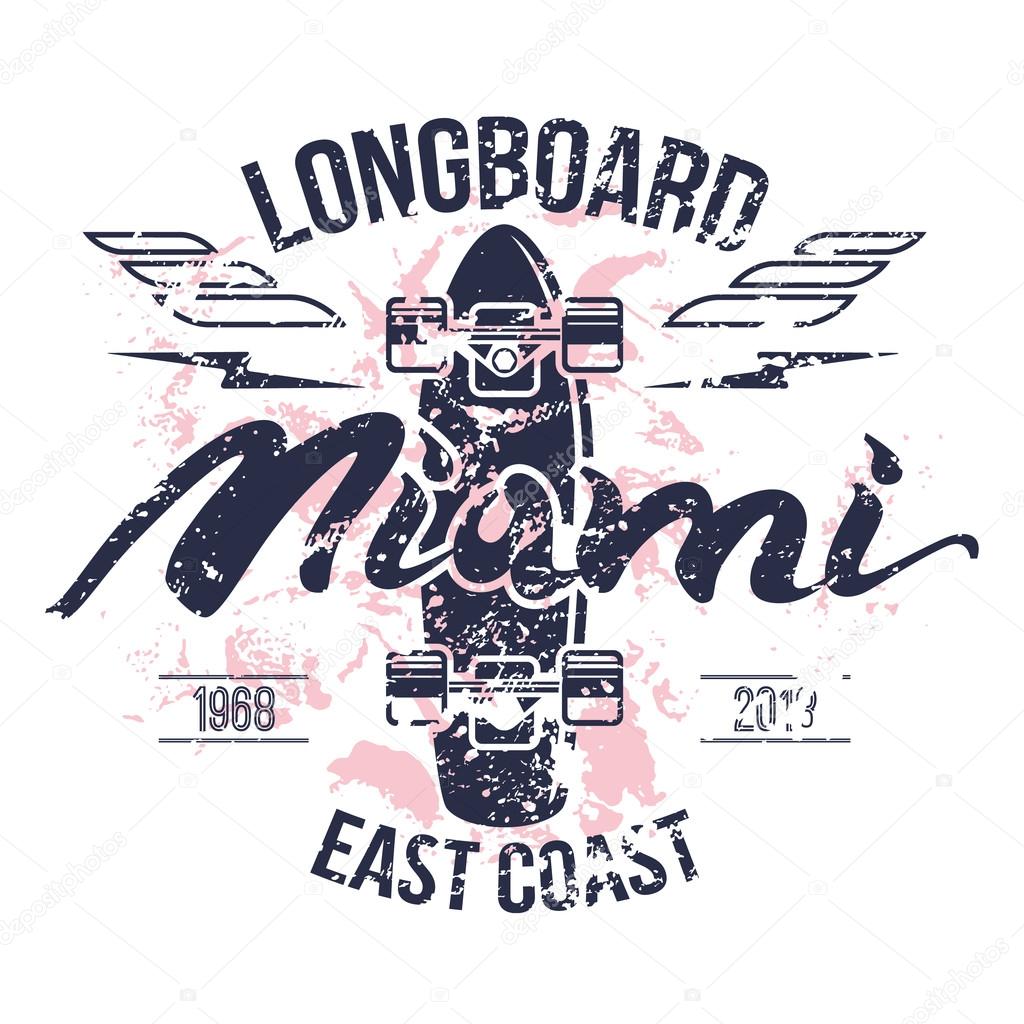 Longboard emblem retro print
