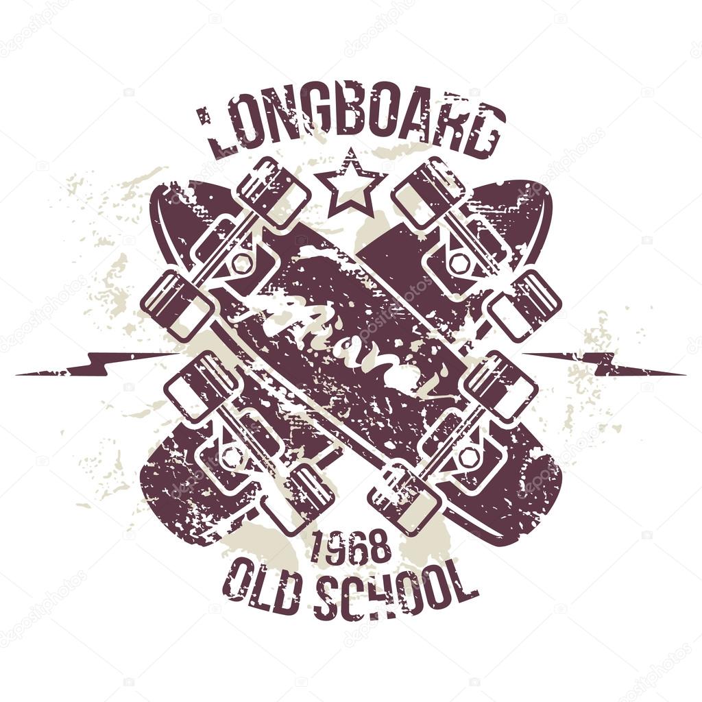 Longboard emblem retro print