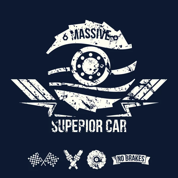 Emblema del coche superior masivo en estilo retro — Archivo Imágenes Vectoriales