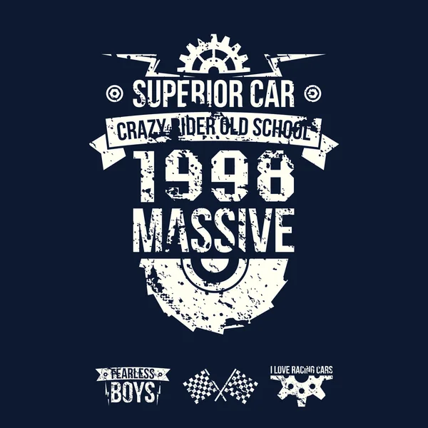 Emblem of the massive superior car in retro style — Stock Vector