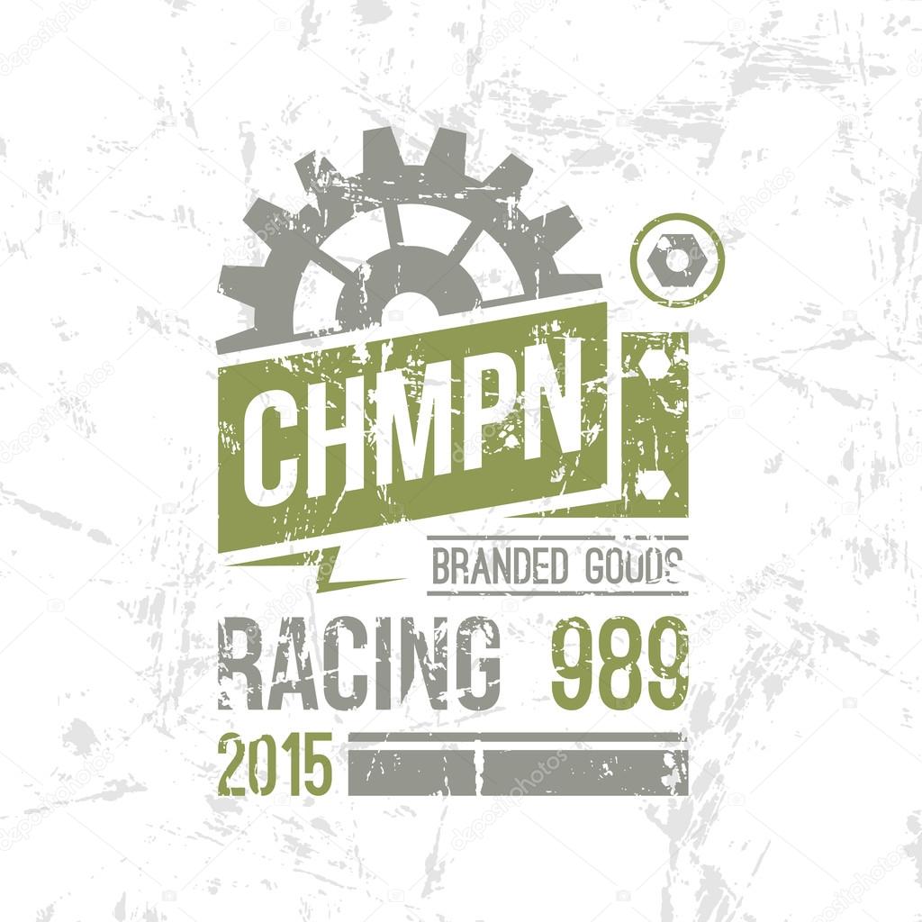Emblem racing championship in retro style