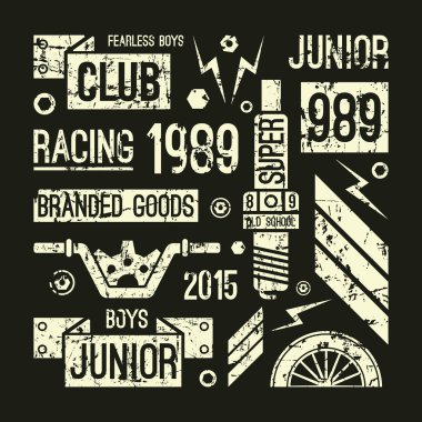 motosiklet yarış kulübü rozetleri retro tarzı