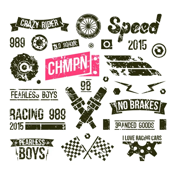Auto races club badges in retro stijl — Stockvector