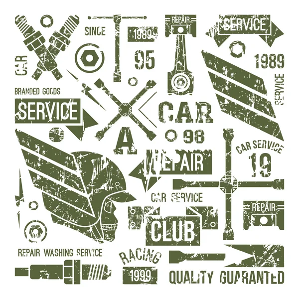 Badges de service de voiture dans un style rétro — Image vectorielle