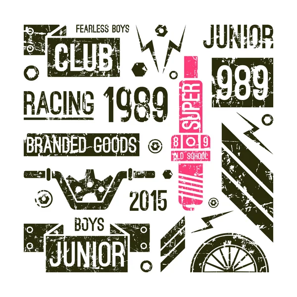 Motorcycle races club badges in retro style — Stock Vector