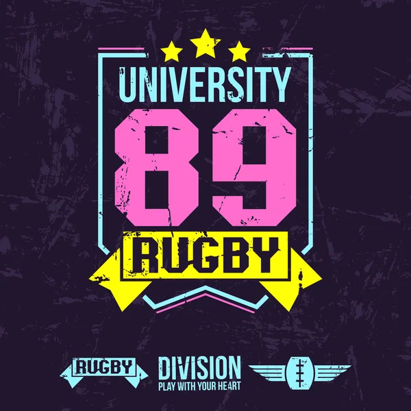 Embleem van het college rugbyteam — Stockvector