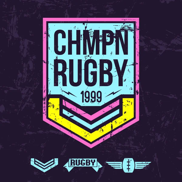 Emblema del equipo de rugby de la universidad — Vector de stock