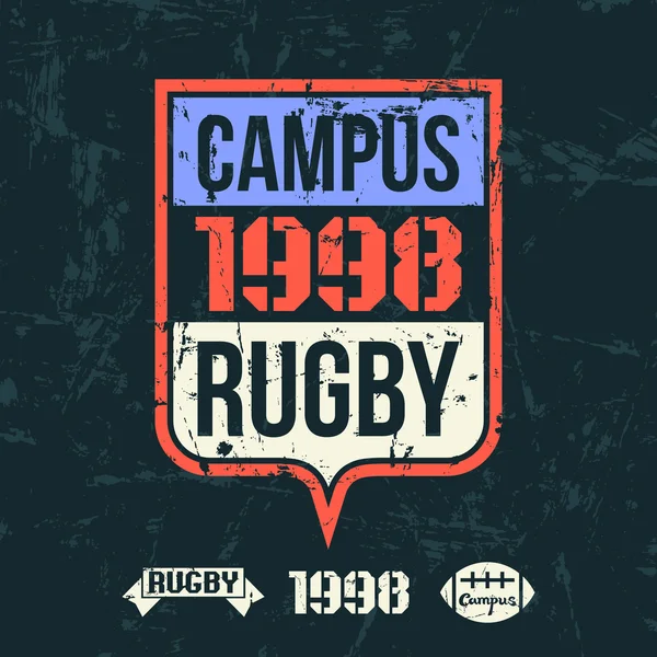 Emblema da equipe de rugby da faculdade —  Vetores de Stock