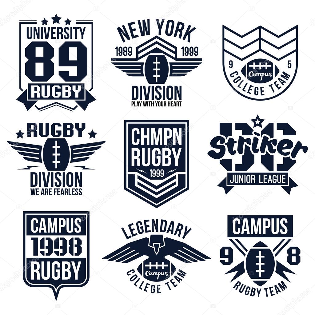 College rugby team emblems