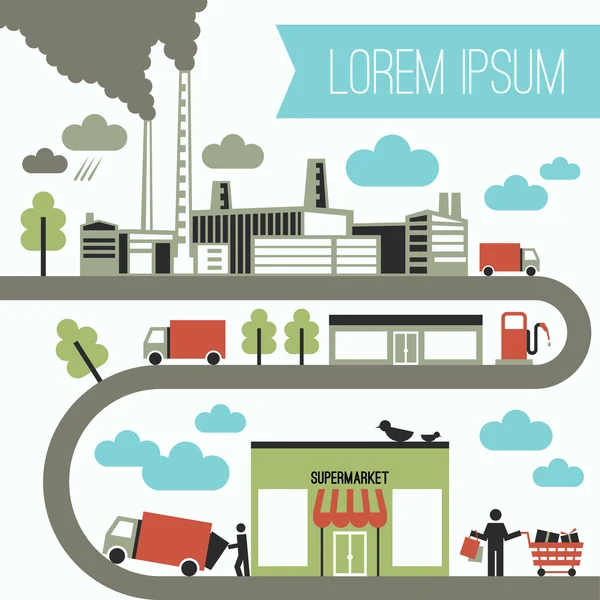 Infográficos da fábrica para a loja —  Vetores de Stock