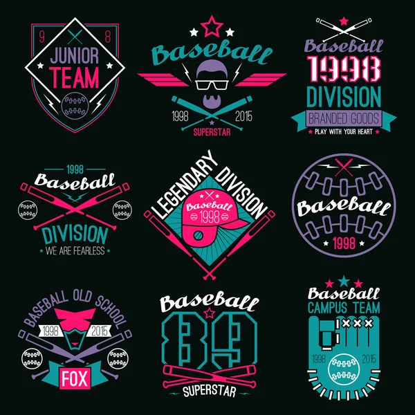 Emblemas da equipe de beisebol da faculdade —  Vetores de Stock