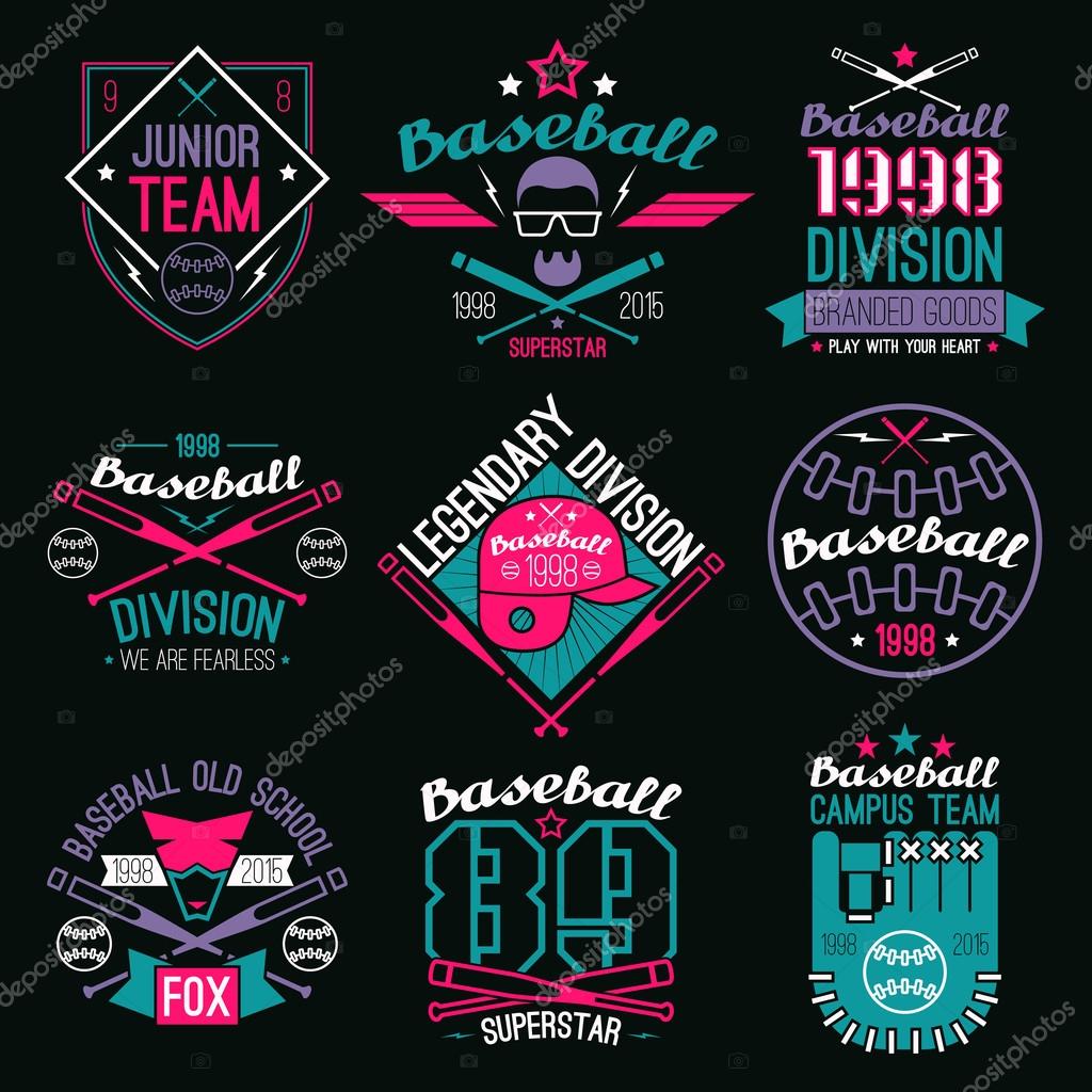 College baseball team emblems — Stock Vector © Neuevector 56024337